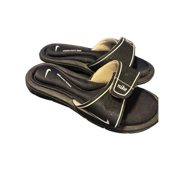 Nike Comfort Footbed Slide Sandals Womens Size 8 Black White - Picture 2 of 5